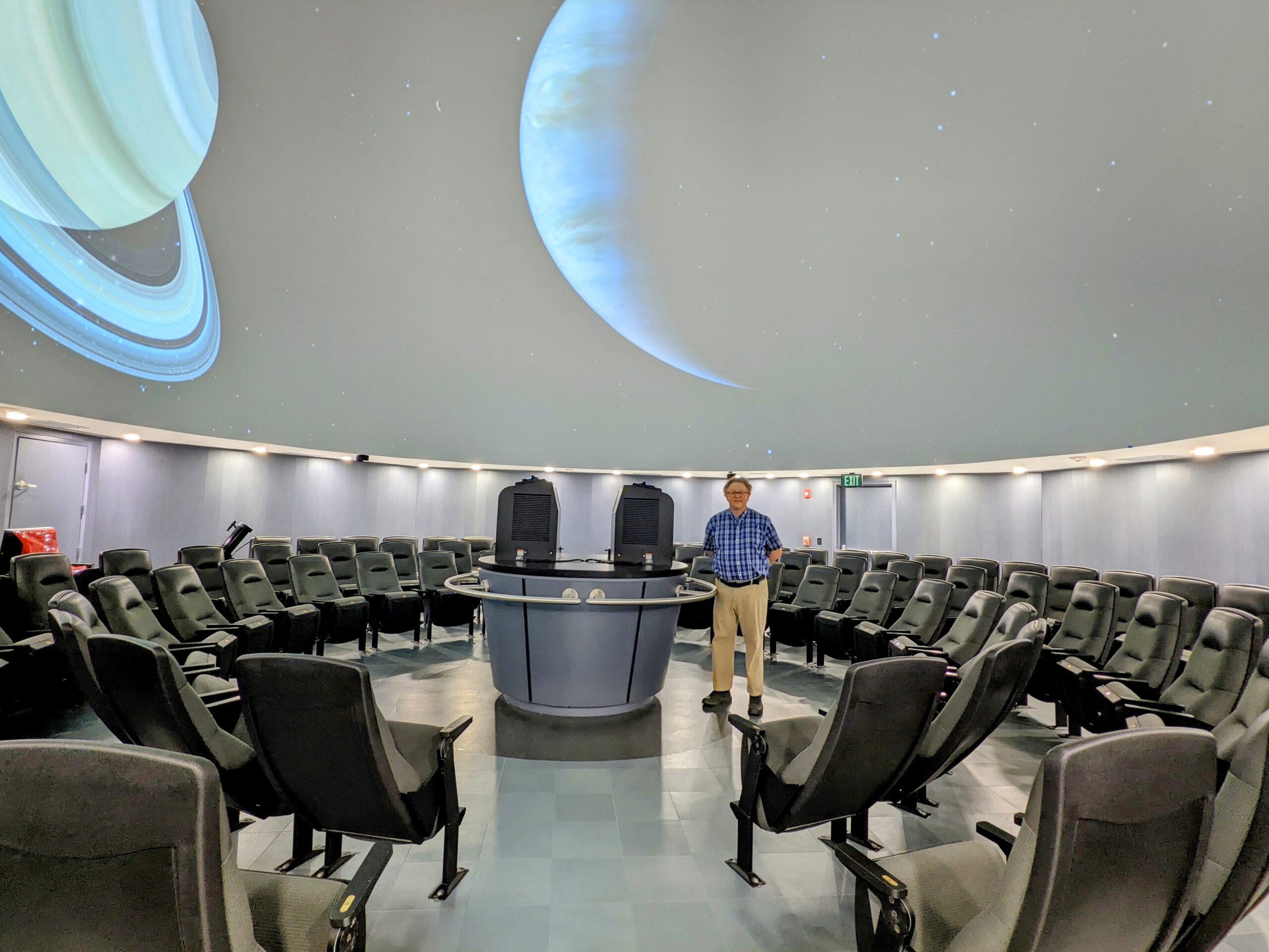 planets on screen inside planetarium